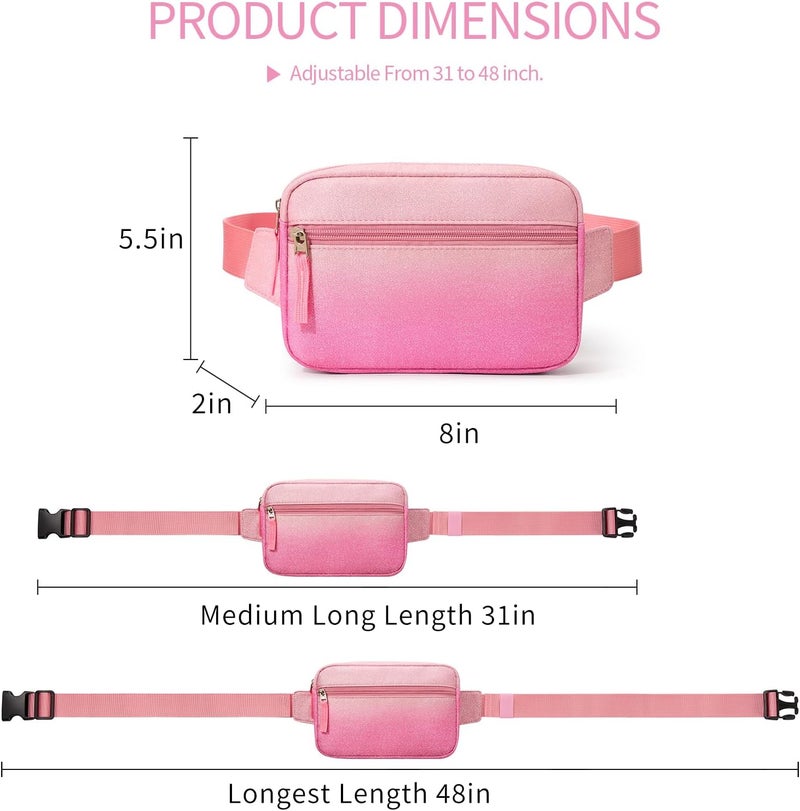 cotmcor Store Valentines Day Gifts for Kids: Fanny Pack Birthday Gift for 5 6 7 8 9 10 11 12 Year Old Teen Girls, Preppy Cute Trendy Stuff Colorblock Crossbody Bag Adjustable Belt Bags for Travel Outdoor - Image 3